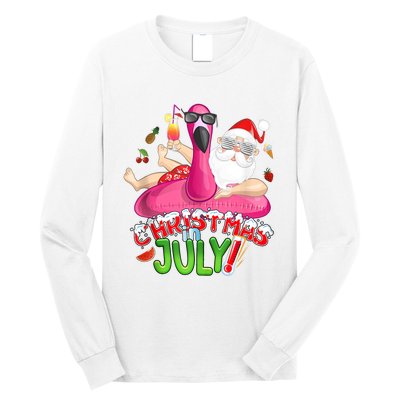 Summer In Christmas Santa Flamingo Long Sleeve Shirt