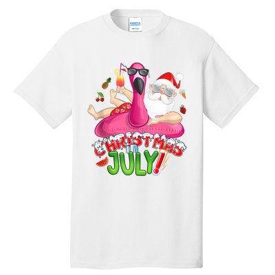 Summer In Christmas Santa Flamingo Tall T-Shirt