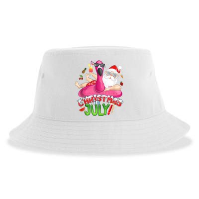 Summer In Christmas Santa Flamingo Sustainable Bucket Hat