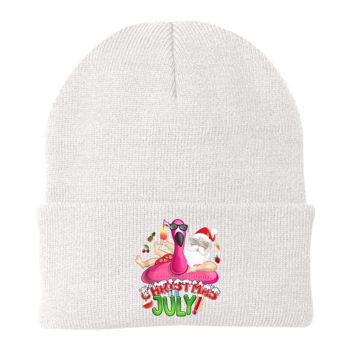 Summer In Christmas Santa Flamingo Knit Cap Winter Beanie