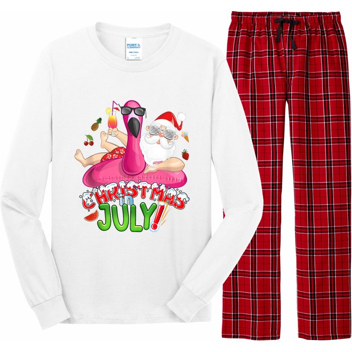 Summer In Christmas Santa Flamingo Long Sleeve Pajama Set