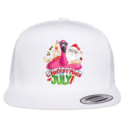 Summer In Christmas Santa Flamingo Flat Bill Trucker Hat