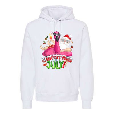 Summer In Christmas Santa Flamingo Premium Hoodie