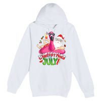 Summer In Christmas Santa Flamingo Premium Pullover Hoodie