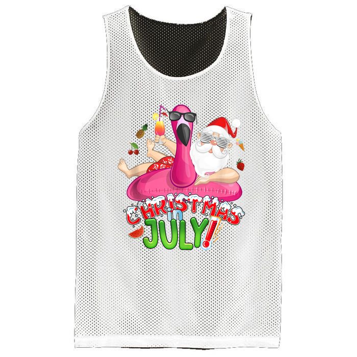 Summer In Christmas Santa Flamingo Mesh Reversible Basketball Jersey Tank