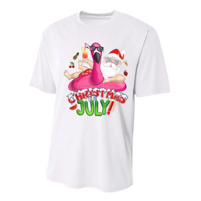 Summer In Christmas Santa Flamingo Performance Sprint T-Shirt