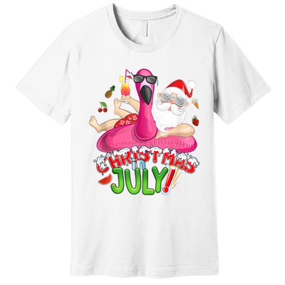 Summer In Christmas Santa Flamingo Premium T-Shirt