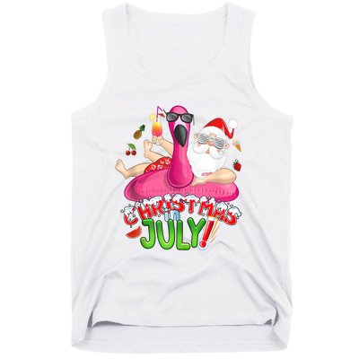 Summer In Christmas Santa Flamingo Tank Top