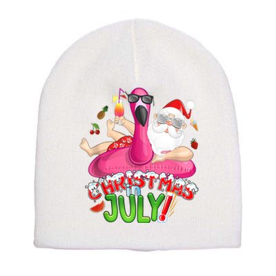 Summer In Christmas Santa Flamingo Short Acrylic Beanie