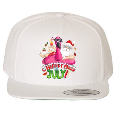 Summer In Christmas Santa Flamingo Wool Snapback Cap