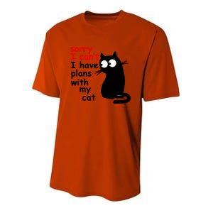 Sorry I Cant I Have Plans With My Cat Sarcastic Cat Saying Youth Performance Sprint T-Shirt