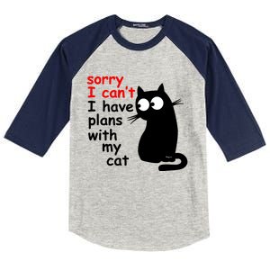 Sorry I Cant I Have Plans With My Cat Sarcastic Cat Saying Kids Colorblock Raglan Jersey