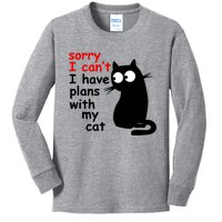 Sorry I Cant I Have Plans With My Cat Sarcastic Cat Saying Kids Long Sleeve Shirt