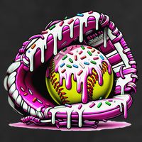 Softball  Ice Cream Sprinkles Softball Glove Gift 7 Panel Mesh Trucker Snapback Hat