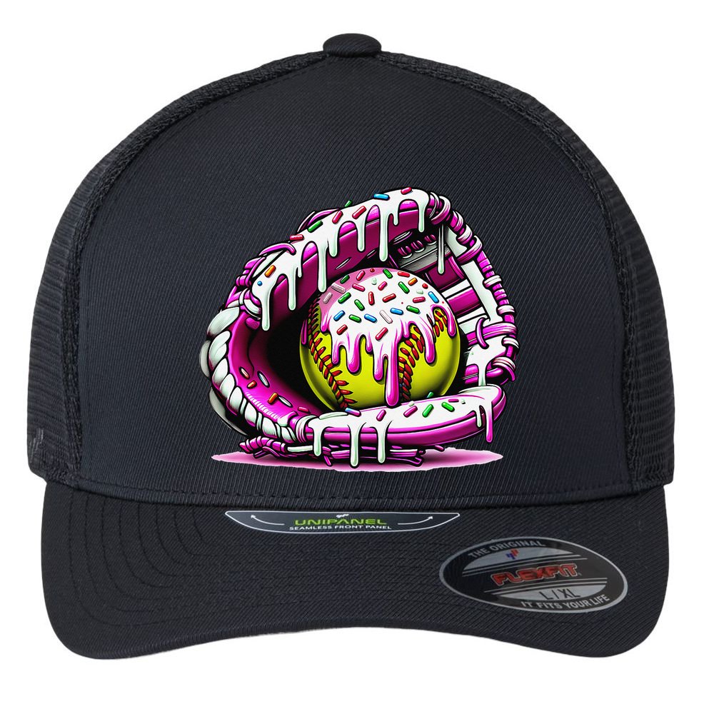 Softball  Ice Cream Sprinkles Softball Glove Gift Flexfit Unipanel Trucker Cap