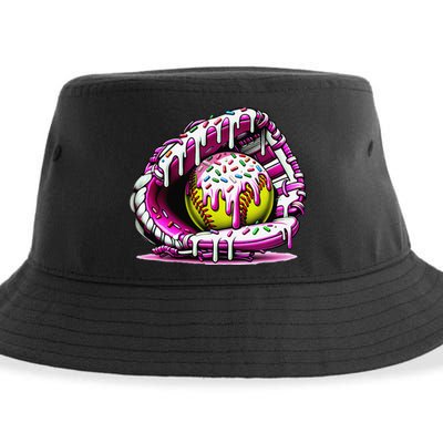 Softball  Ice Cream Sprinkles Softball Glove Gift Sustainable Bucket Hat