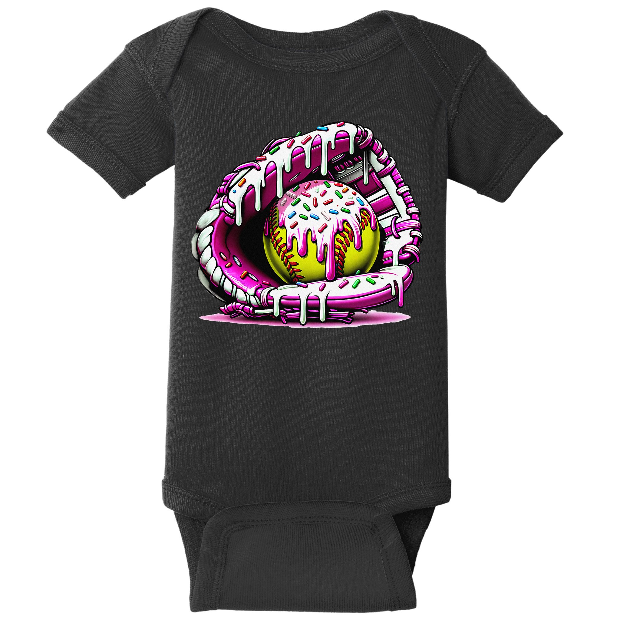 Softball  Ice Cream Sprinkles Softball Glove Gift Baby Bodysuit
