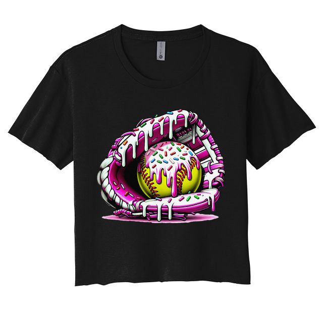 Softball  Ice Cream Sprinkles Softball Glove Gift Crop Top