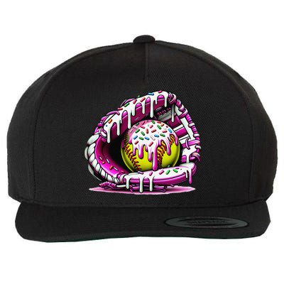 Softball  Ice Cream Sprinkles Softball Glove Gift Wool Snapback Cap
