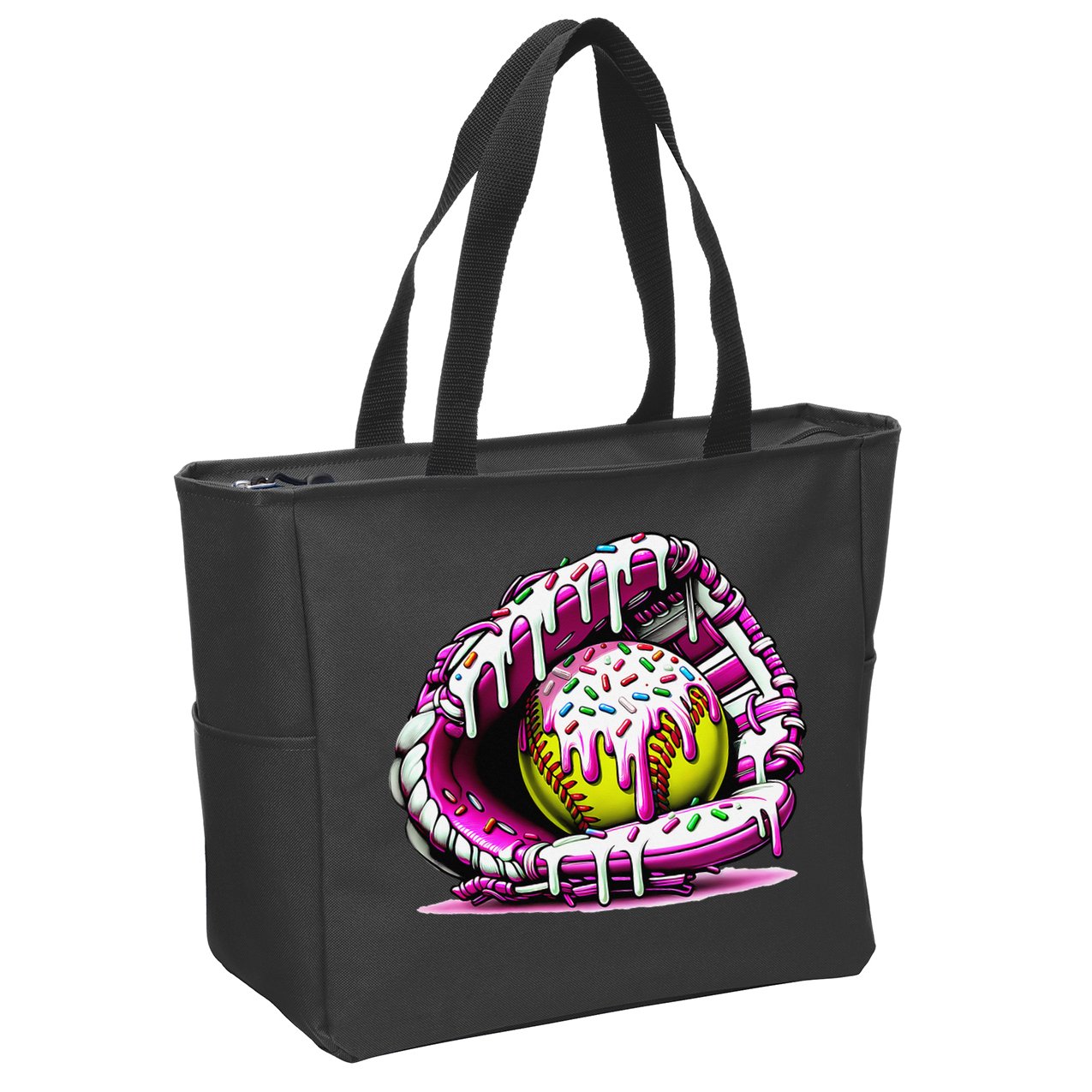 Softball  Ice Cream Sprinkles Softball Glove Gift Zip Tote Bag