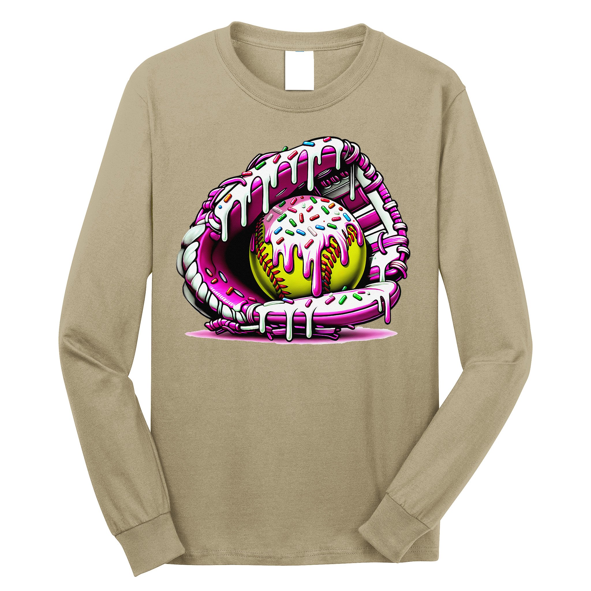 Softball  Ice Cream Sprinkles Softball Glove Gift Long Sleeve Shirt