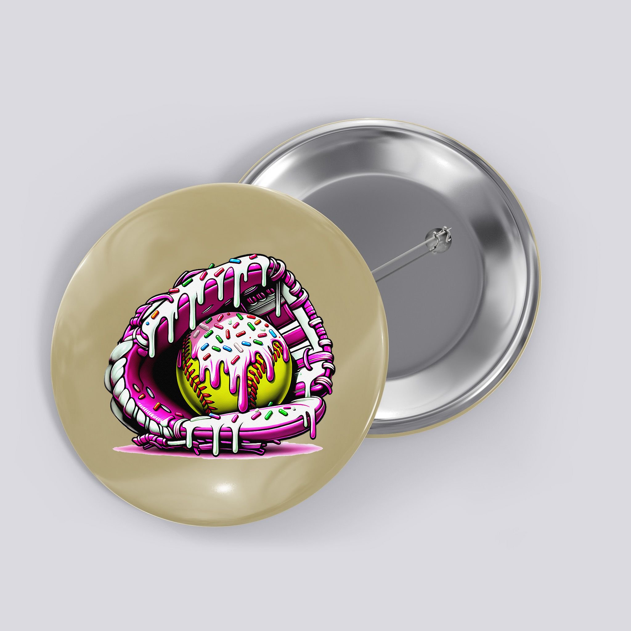 Softball  Ice Cream Sprinkles Softball Glove Gift Button