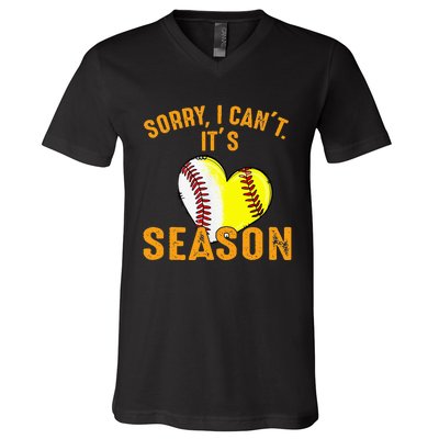 Sorry I CanT ItS Baseball Softball Season V-Neck T-Shirt