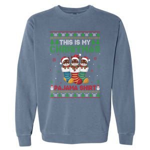 Squirrel In Christmas Socks Ugly Xmas Pajama Gift Garment-Dyed Sweatshirt