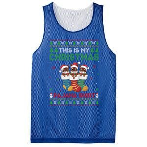 Squirrel In Christmas Socks Ugly Xmas Pajama Gift Mesh Reversible Basketball Jersey Tank