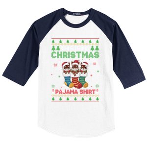 Squirrel In Christmas Socks Ugly Xmas Pajama Gift Baseball Sleeve Shirt