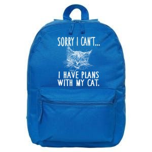 Sorry I CanT I Have Plans With My Cat Cute Cat Gift 16 in Basic Backpack