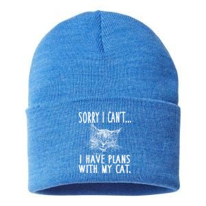 Sorry I CanT I Have Plans With My Cat Cute Cat Gift Sustainable Knit Beanie