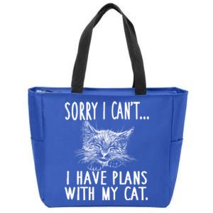 Sorry I CanT I Have Plans With My Cat Cute Cat Gift Zip Tote Bag