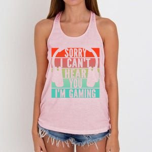 Sorry I Can't Hear You I'm Gaming Funny Gamer Gaming Gift Women's Knotted Racerback Tank