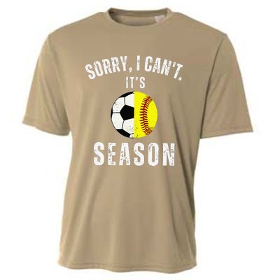 Sorry I CanT ItS Soccer And Softball Season Mom Of Both Cooling Performance Crew T-Shirt