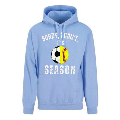 Sorry I CanT ItS Soccer And Softball Season Mom Of Both Unisex Surf Hoodie