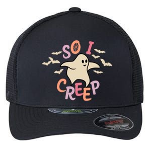 So I Creep Retro Halloween Spooky Vibes Trick Or Treat Ghost Gift Flexfit Unipanel Trucker Cap