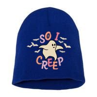 So I Creep Retro Halloween Spooky Vibes Trick Or Treat Ghost Gift Short Acrylic Beanie