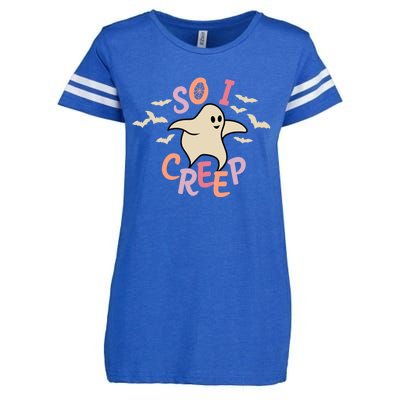 So I Creep Retro Halloween Spooky Vibes Trick Or Treat Ghost Gift Enza Ladies Jersey Football T-Shirt