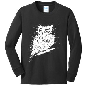 School Is Coming Owl Kids Long Sleeve Shirt