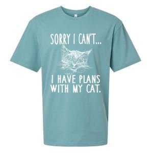 Sorry I CanT I Have Plans With My Cat Cute Cat Gift Sueded Cloud Jersey T-Shirt