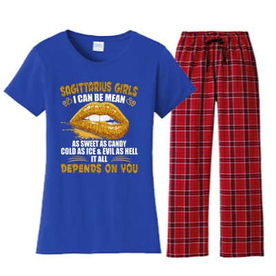 Sagittarius I Can Be Mean Saying Birthday Zodiac Gift Women's Flannel Pajama Set