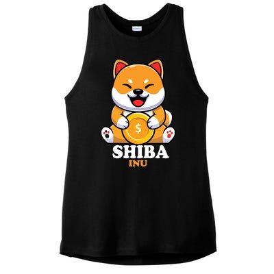 Shiba Inu Crypto Currency Cute Ladies PosiCharge Tri-Blend Wicking Tank