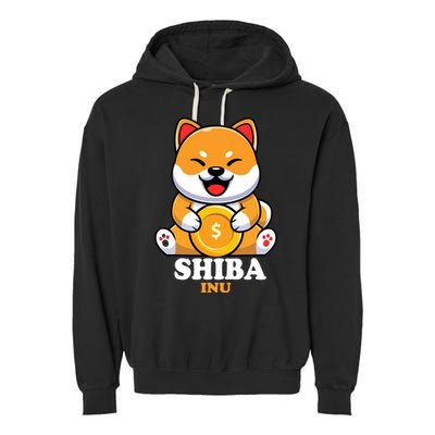 Shiba Inu Crypto Currency Cute Garment-Dyed Fleece Hoodie