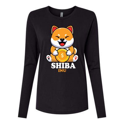 Shiba Inu Crypto Currency Cute Womens Cotton Relaxed Long Sleeve T-Shirt