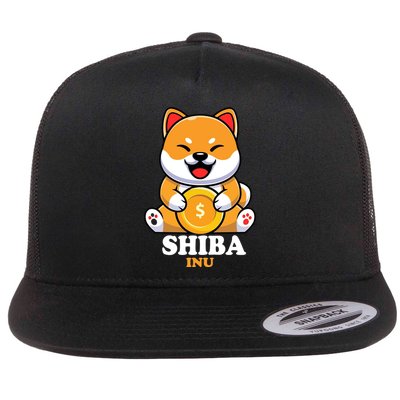 Shiba Inu Crypto Currency Cute Flat Bill Trucker Hat