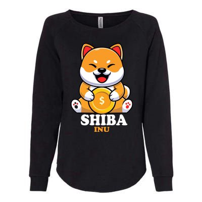 Shiba Inu Crypto Currency Cute Womens California Wash Sweatshirt