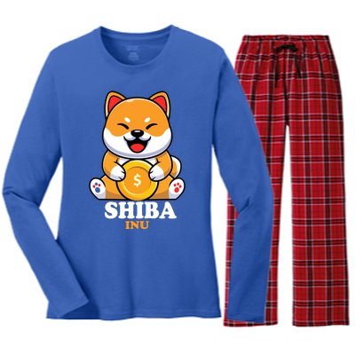 Shiba Inu Crypto Currency Cute Women's Long Sleeve Flannel Pajama Set 