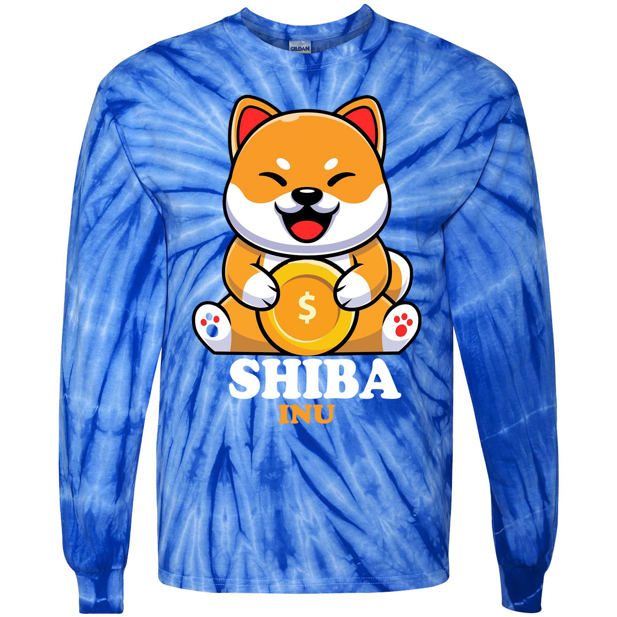 Shiba Inu Crypto Currency Cute Tie-Dye Long Sleeve Shirt
