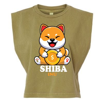 Shiba Inu Crypto Currency Cute Garment-Dyed Women's Muscle Tee